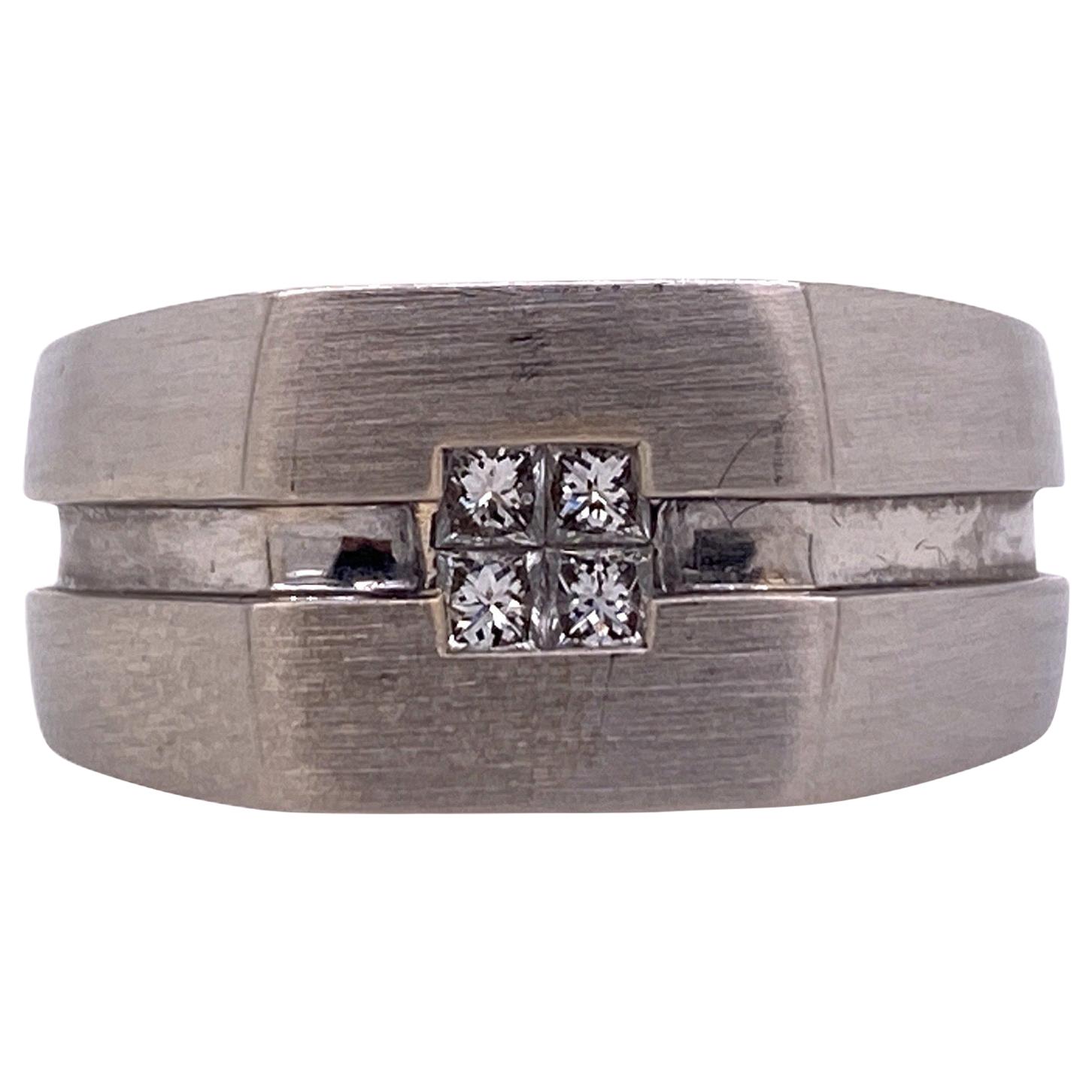 Effy Men's Diamond 14 Karat White Gold Wide Band Ring