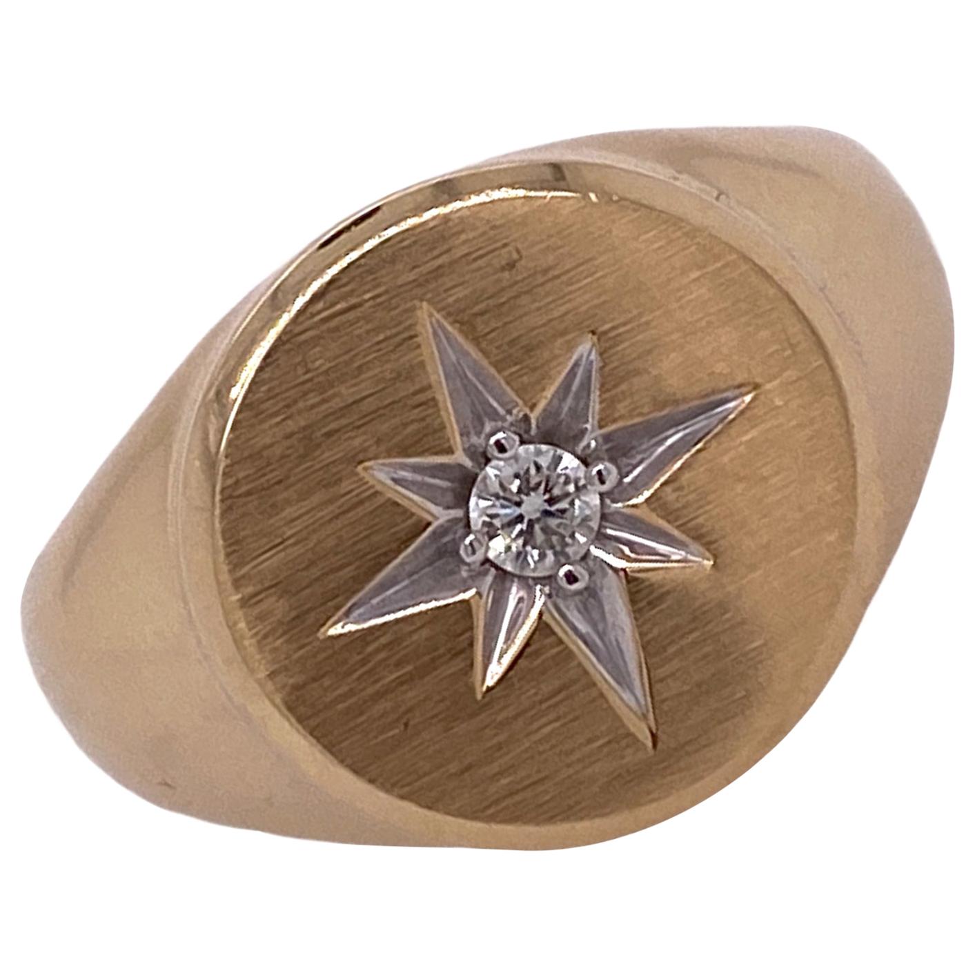 Effy Men's Diamond 14 Karat Yellow Gold Signet Ring 