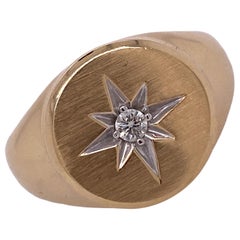 Effy Men's Diamond 14 Karat Yellow Gold Signet Ring 
