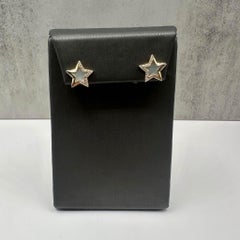 Effy Mother of Pearl Diamond Star Earrings 14K Yellow Gold 0.11ctw New