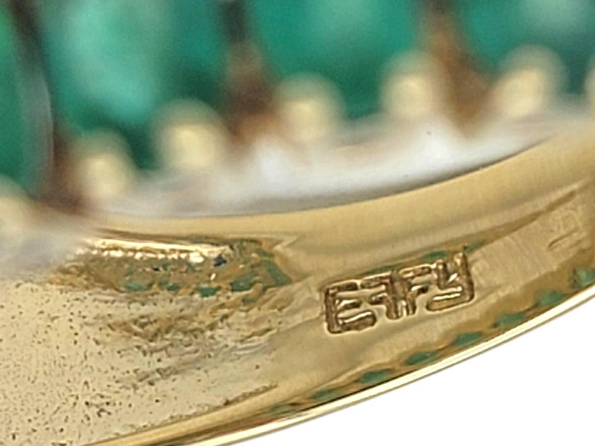 Effy - Bague en or jaune 14 carats avec émeraude ovale à plusieurs rangs et diamant rond en vente 1