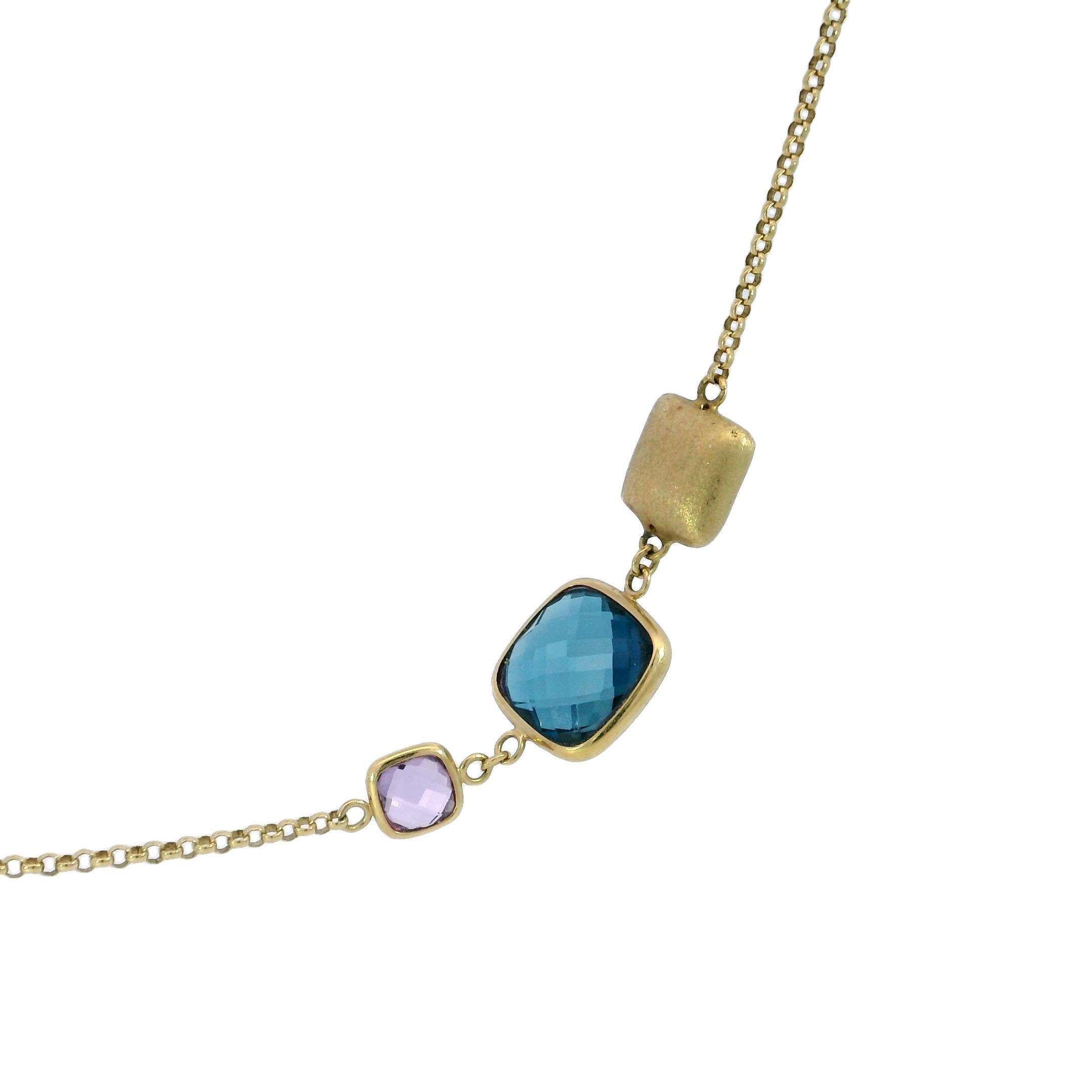 Effy Gemstone Station Necklace 14K Yellow Gold 19