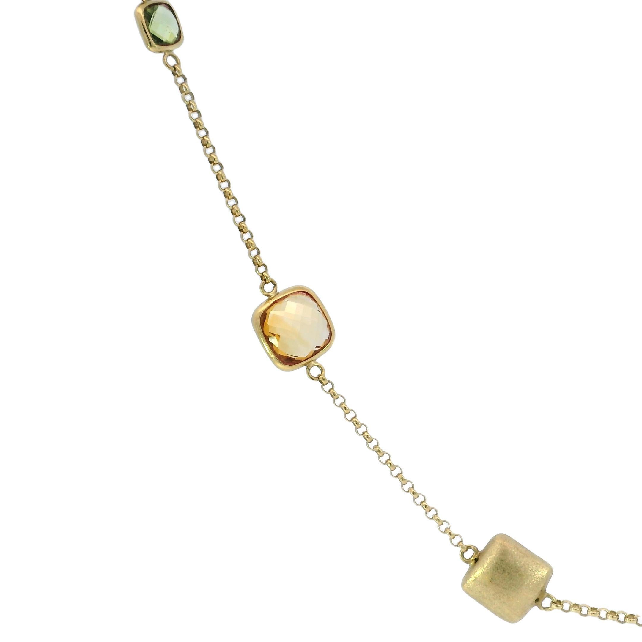 Effy Gemstone Station Necklace 14K Yellow Gold 19