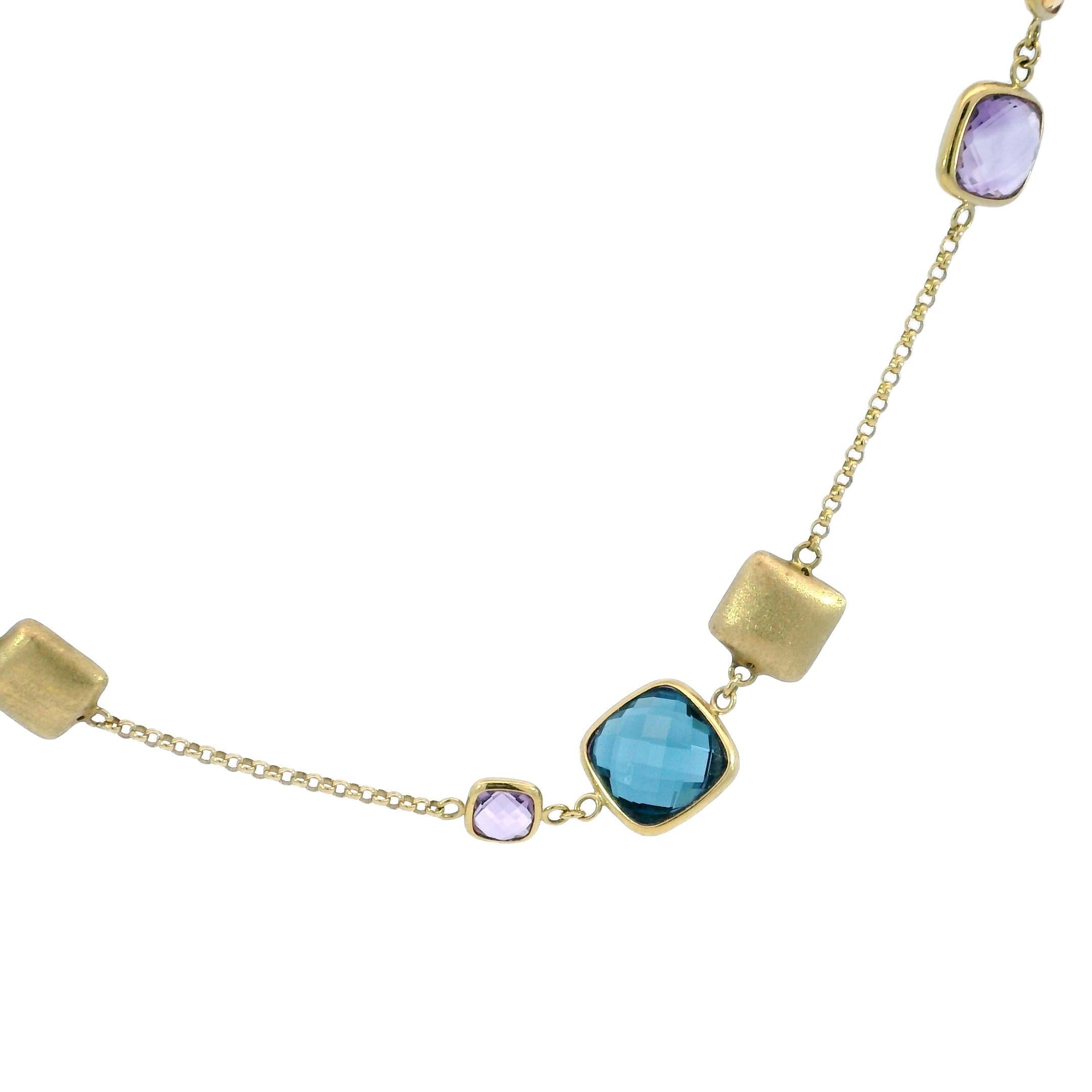 Effy Gemstone Station Necklace 14K Yellow Gold 19