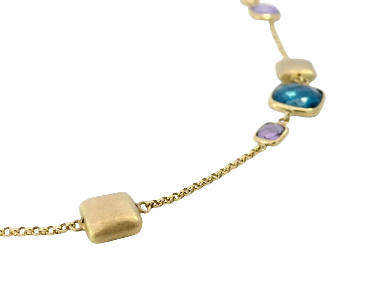 Women's Effy Gemstone Station Necklace 14K Yellow Gold 19