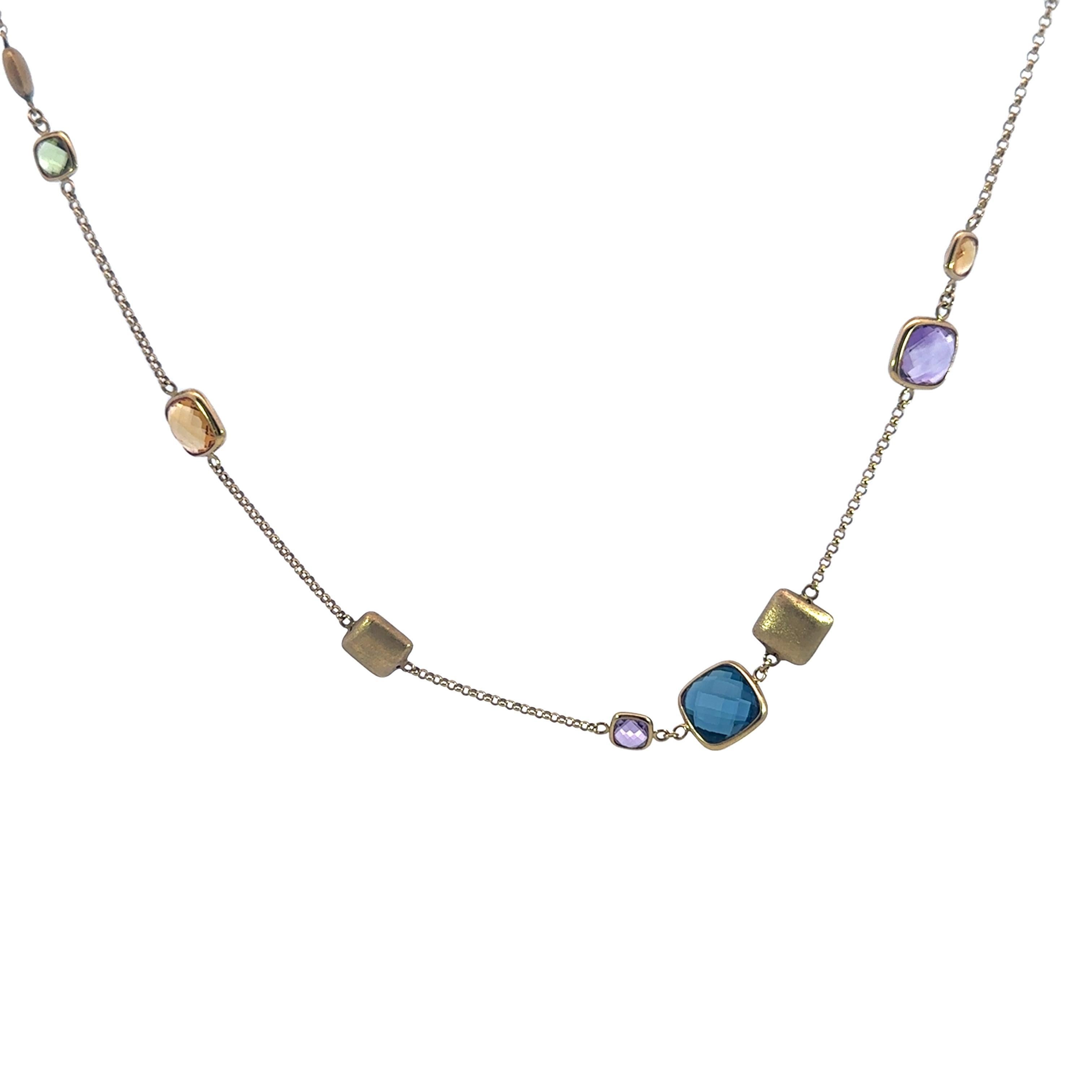 Effy Gemstone Station Necklace 14K Yellow Gold 19