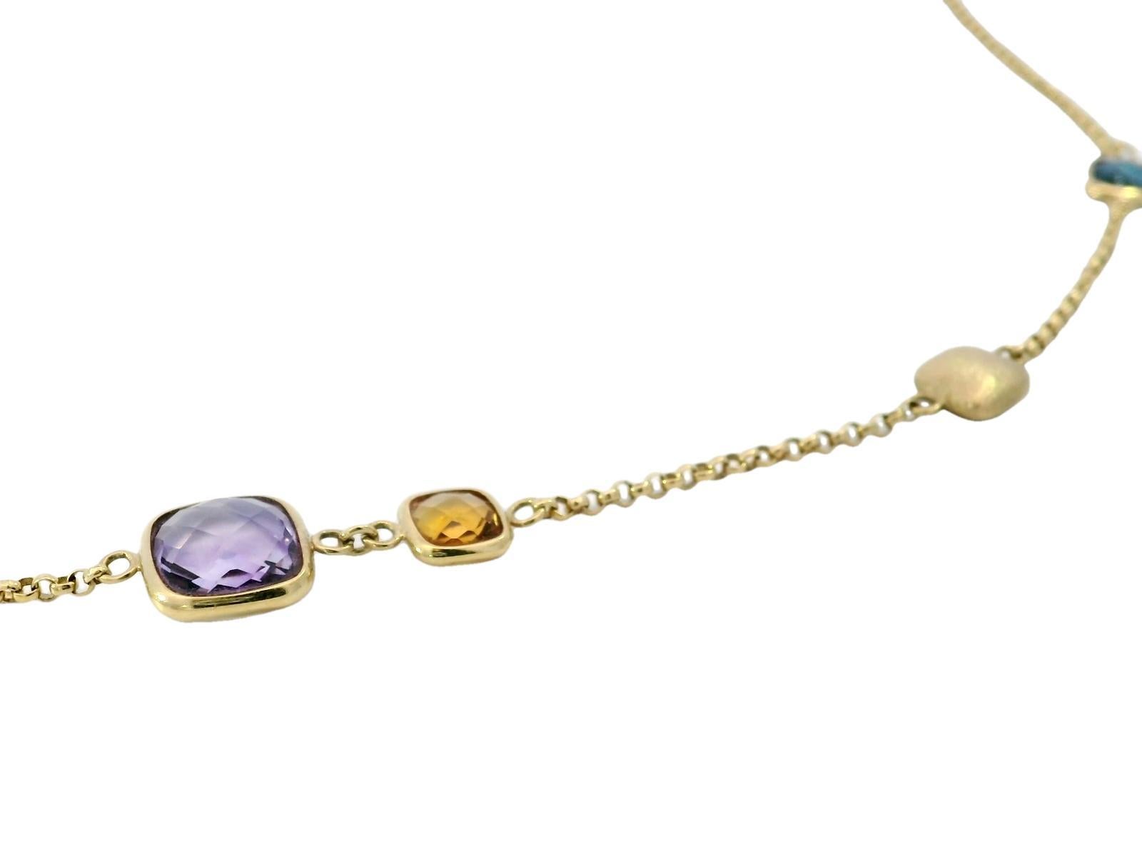 Effy Gemstone Station Necklace 14K Yellow Gold 19