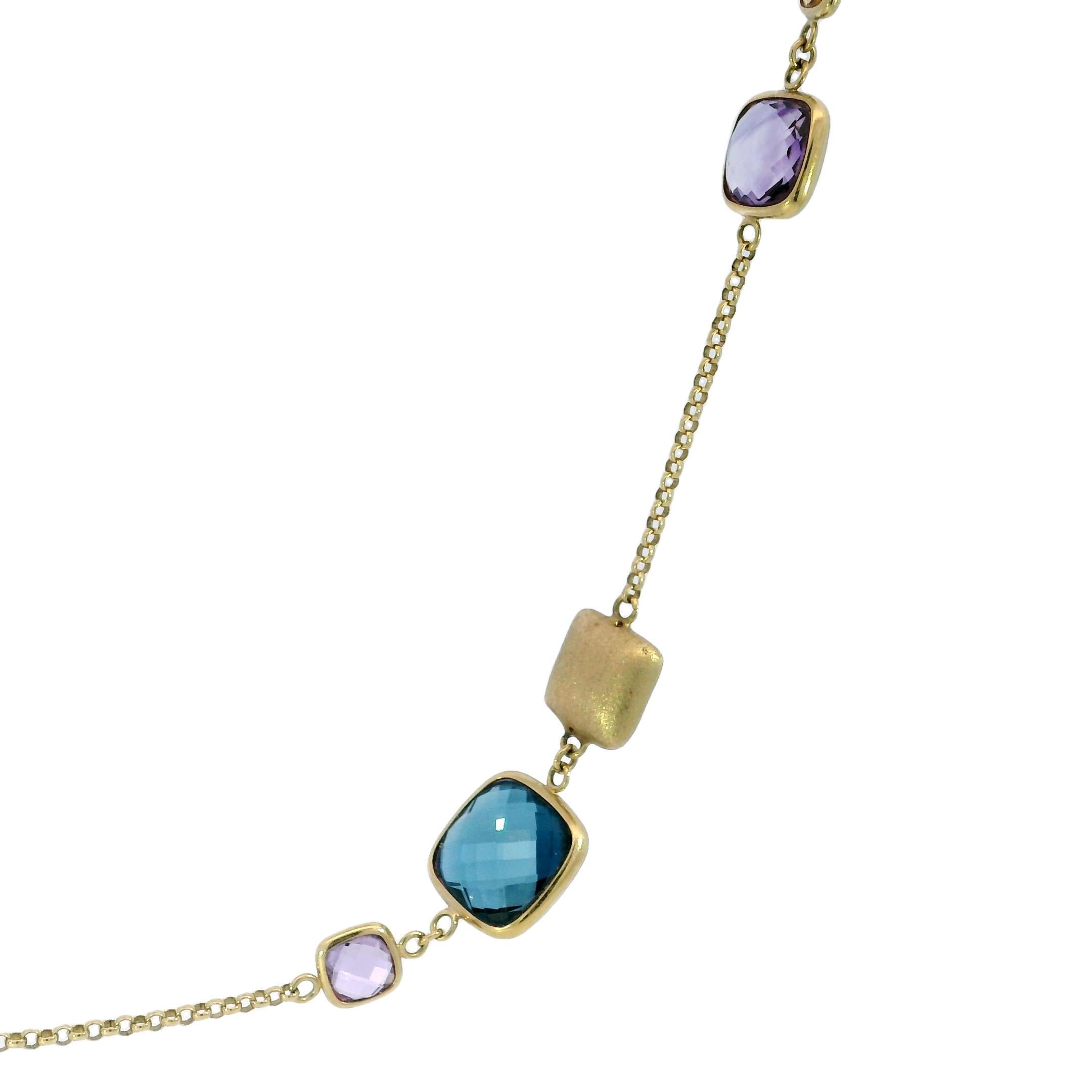Effy Gemstone Station Necklace 14K Yellow Gold 19