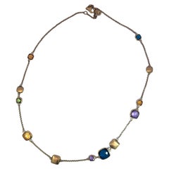 Effy Gemstone Station Necklace 14K Yellow Gold 19" length Modern Designer