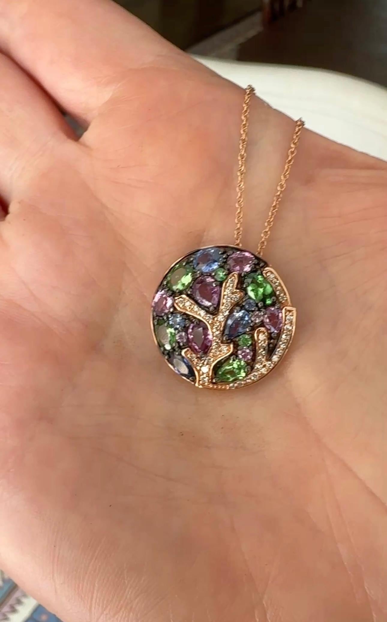 Effy Multicolor Edelstein, Diamant und 14K Rose Gold Halskette (Rundschliff) im Angebot
