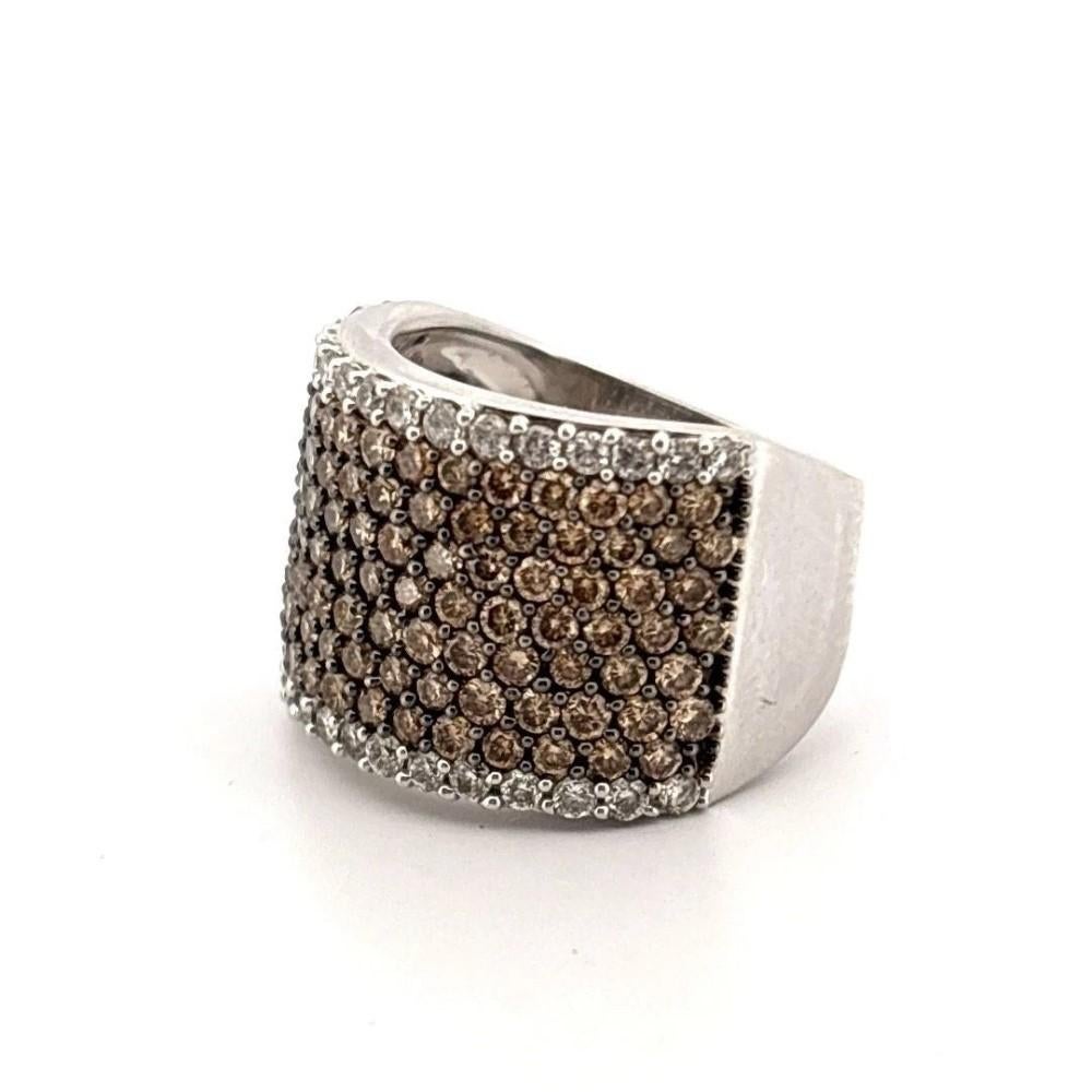 Round Cut Effy Natural Brown 18K White Gold 3.50CTW Champagne & White Diamond Band Ring For Sale