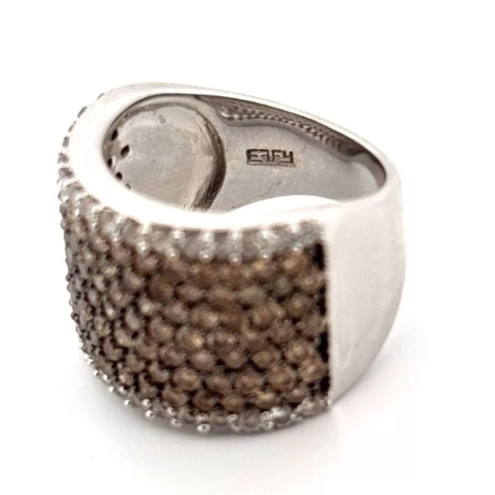 Effy Natural Brown 18K White Gold 3.50CTW Champagne & White Diamond Band Ring In Good Condition For Sale In Carmel By The Sea, CA