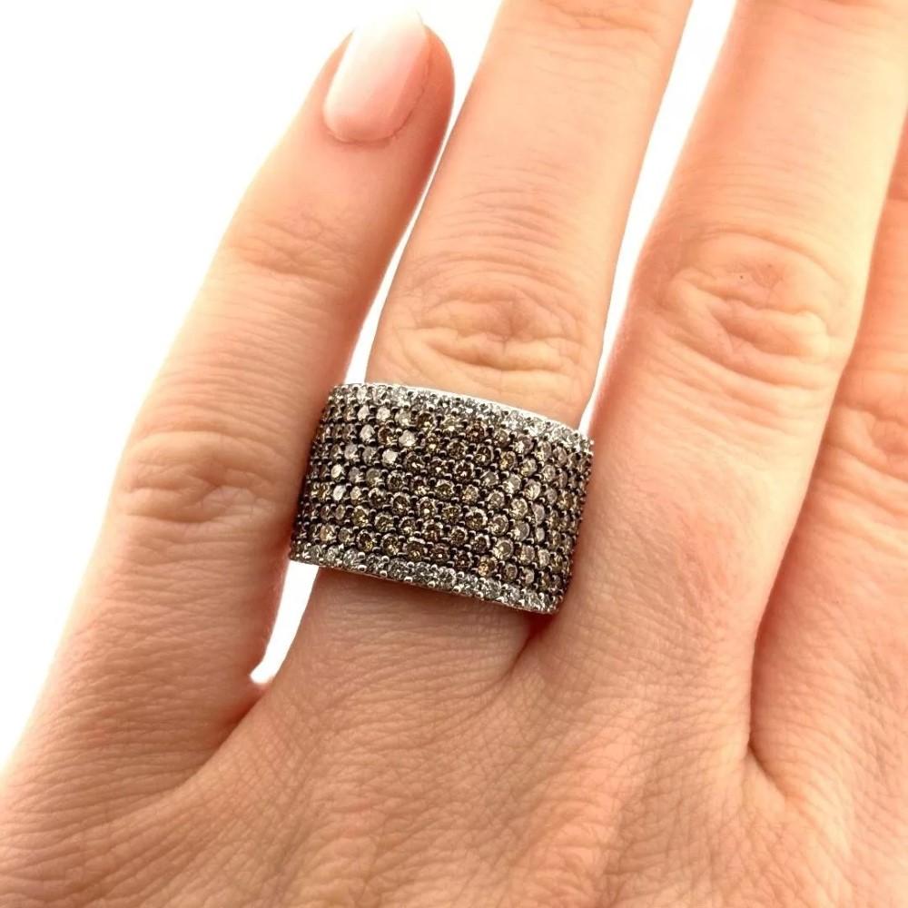 Effy Natural Brown 18K White Gold 3.50CTW Champagne & White Diamond Band Ring For Sale 1