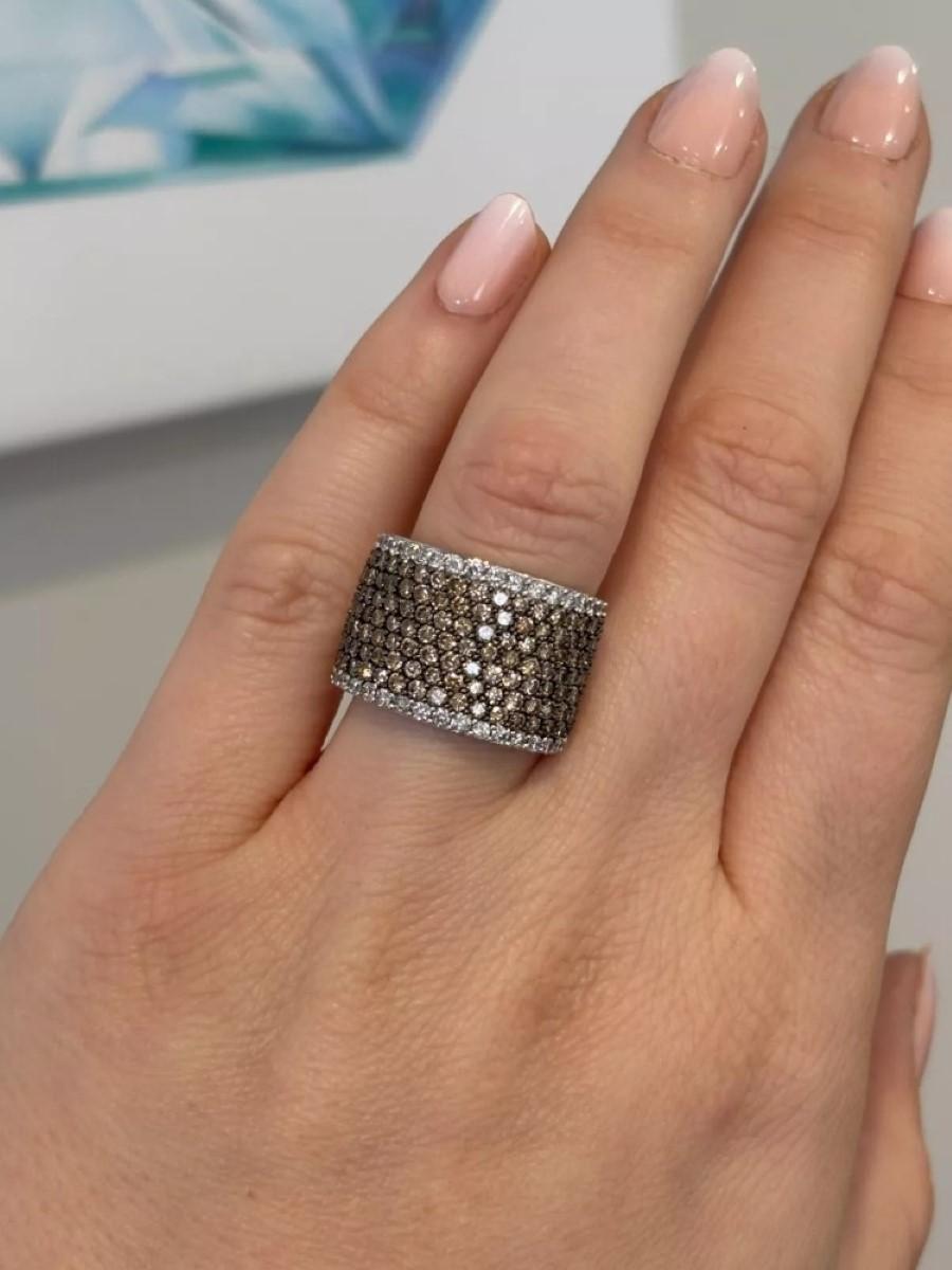 Effy Natural Brown 18K White Gold 3.50CTW Champagne & White Diamond Band Ring For Sale 2
