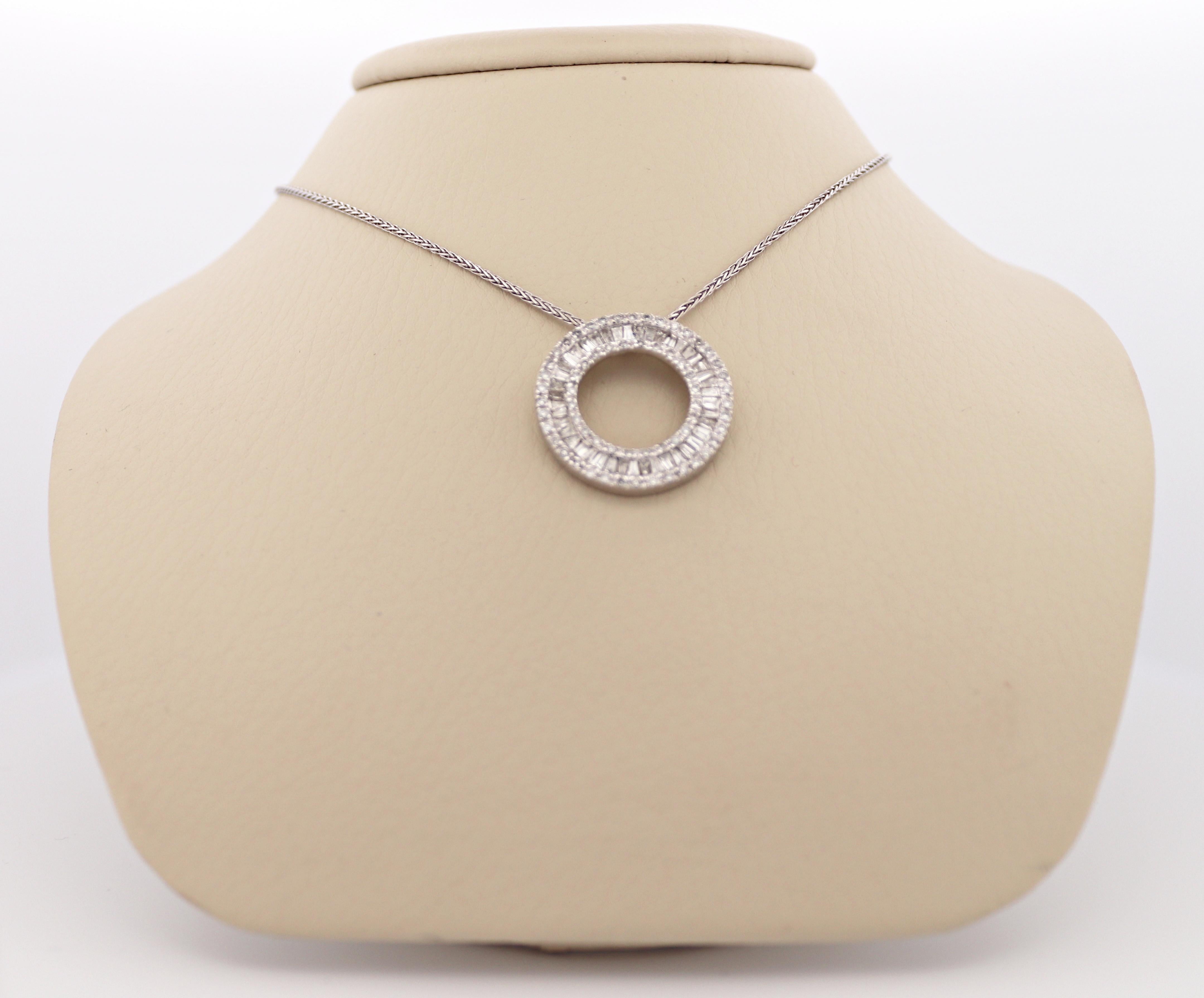 EFFY Natural Diamond, 14K White Gold Circle Pendant For Sale 4