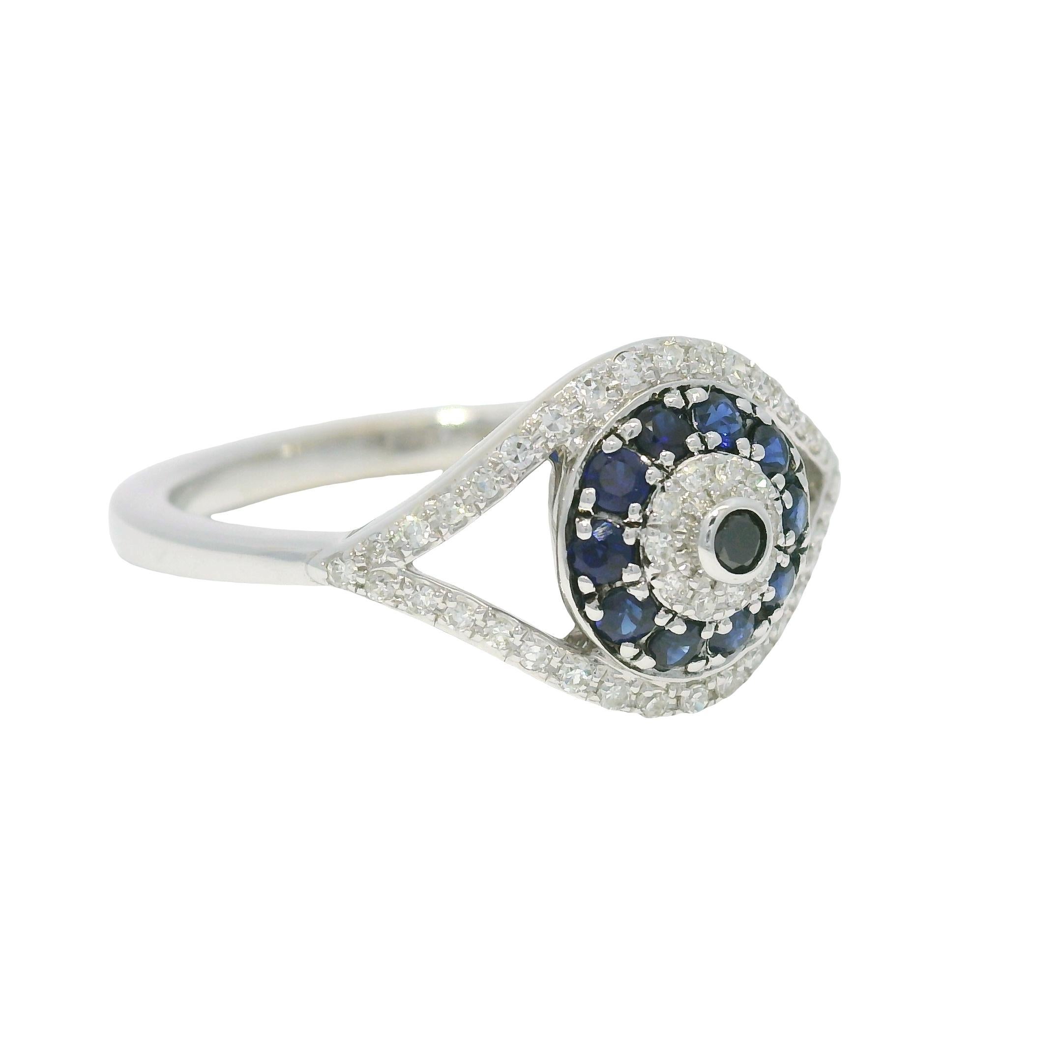 Effy Natural Diamond & Sapphire 14-Karat Evil Eye Ring In Stock im Angebot 2