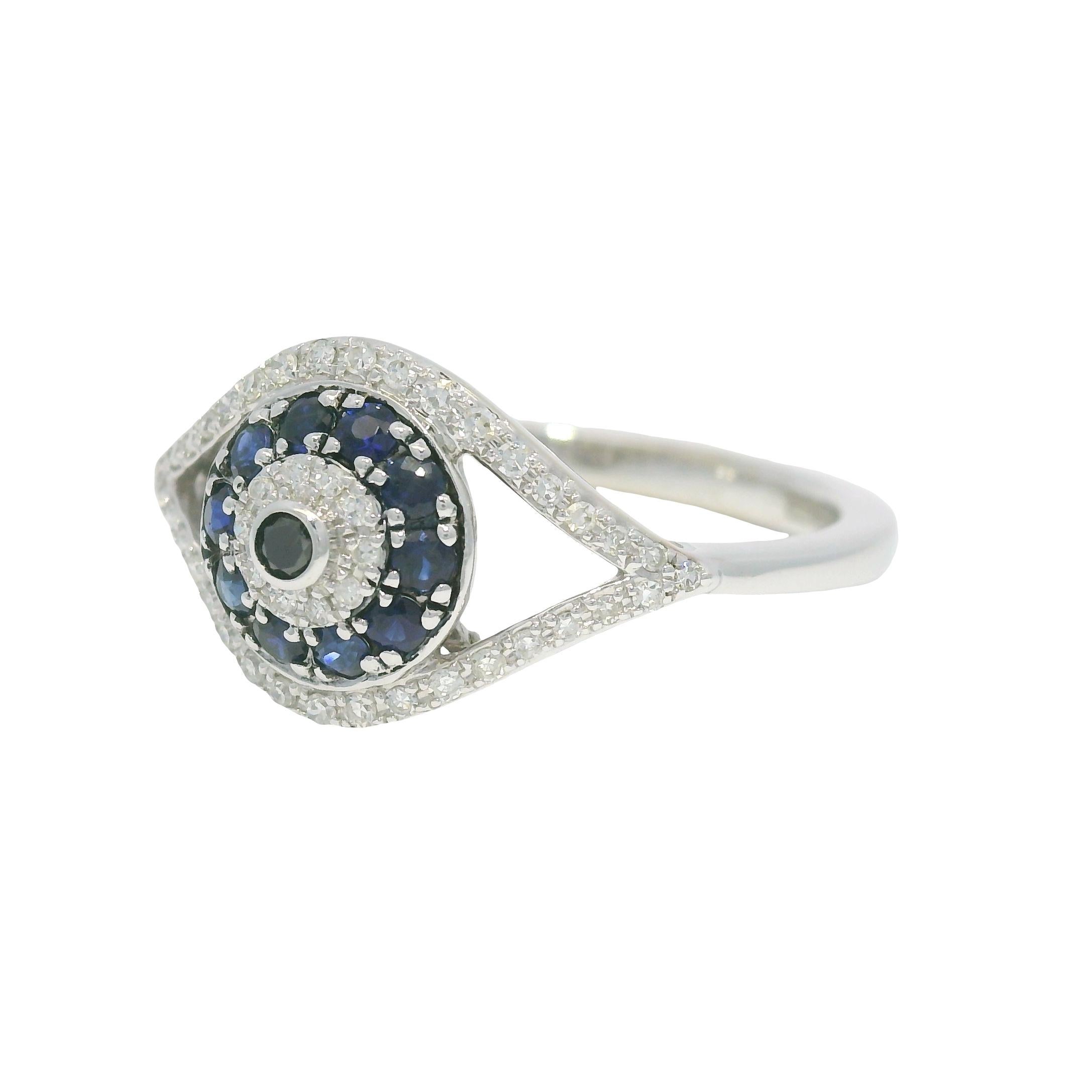 Effy Natural Diamond & Sapphire 14-Karat Evil Eye Ring In Stock im Angebot 3