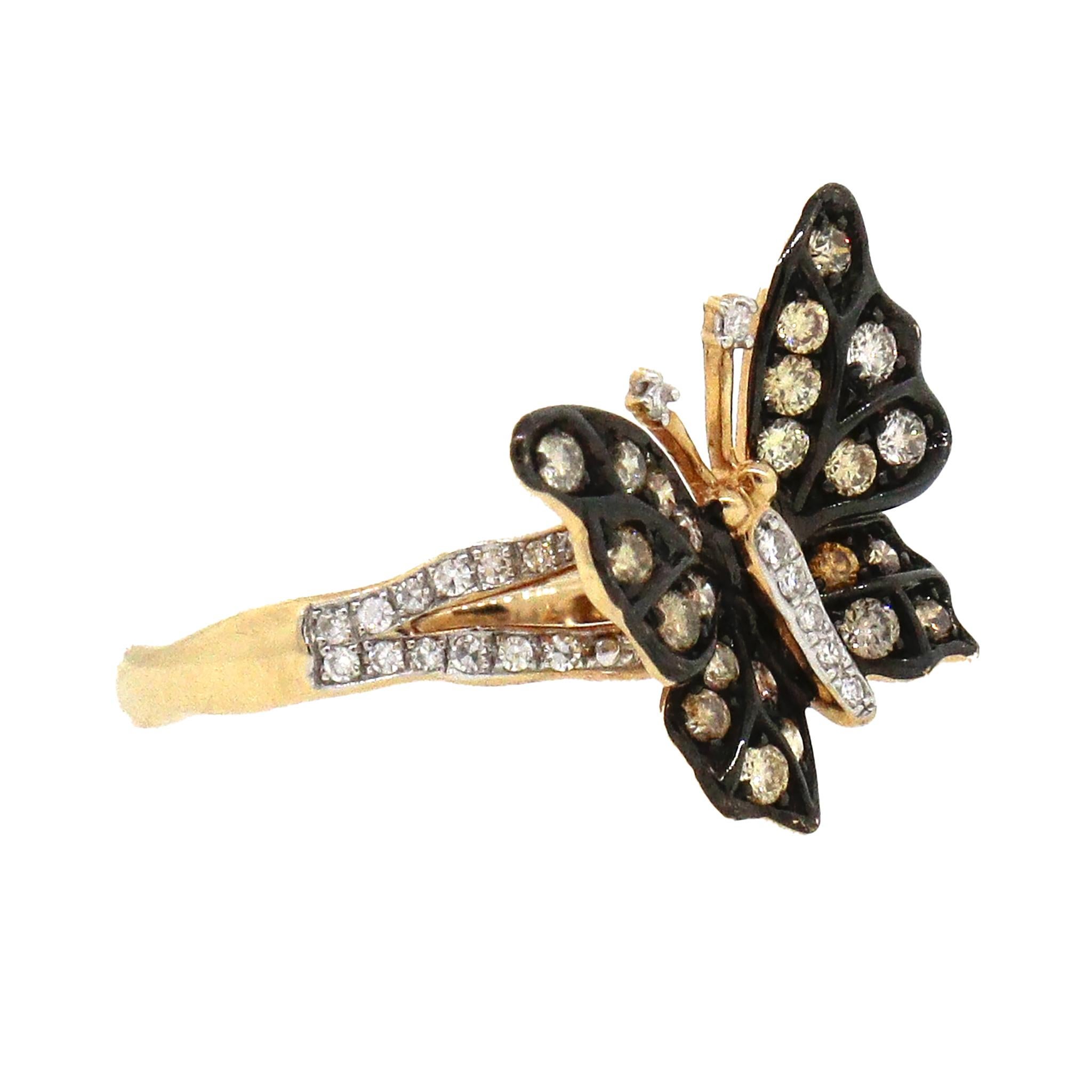Round Cut Effy Nature Butterfly Diamond Ring For Sale