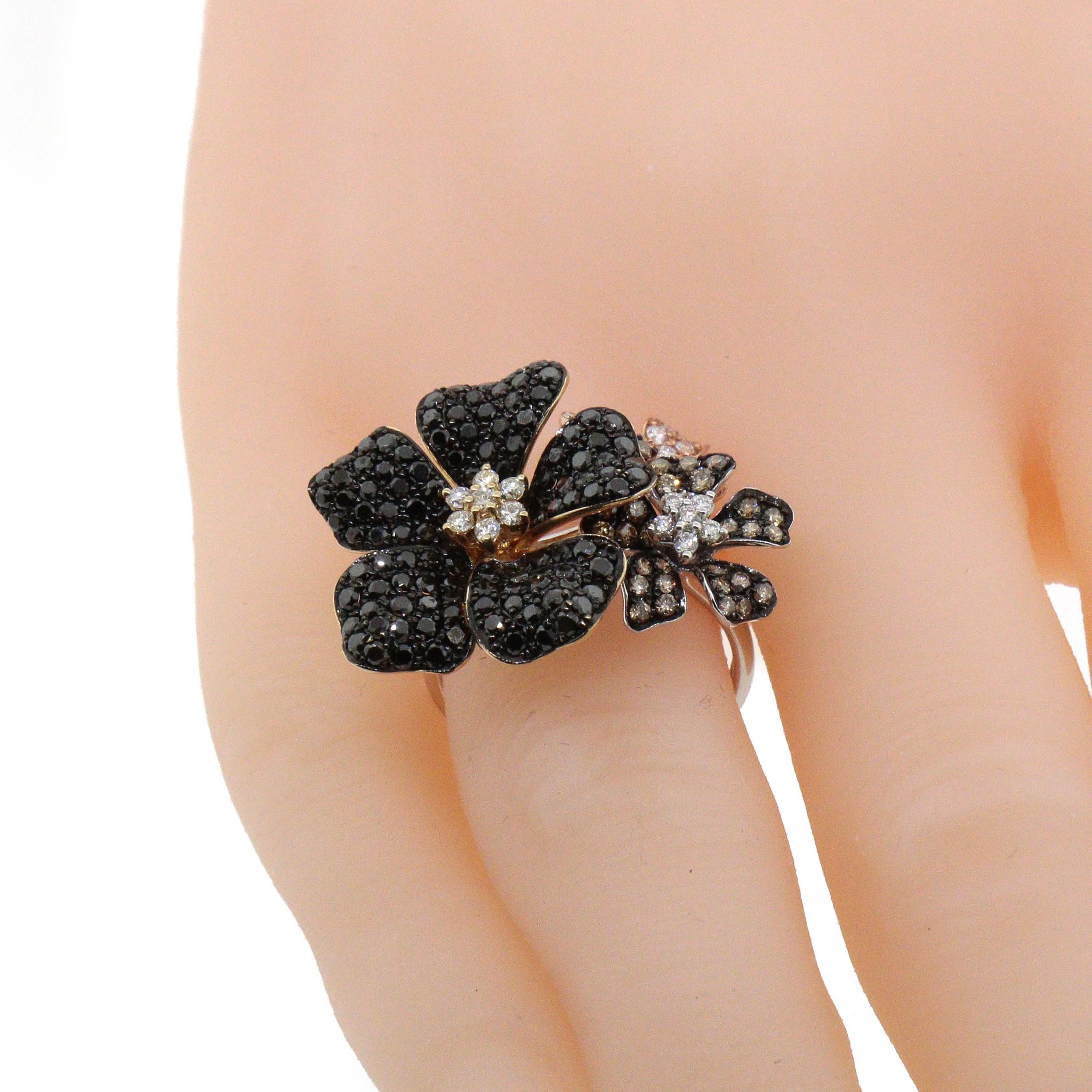 Women's Effy Nature Multi Color Diamond Flower Ring For Sale