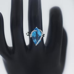 Effy Ocean Bleu 14K White Gold Blue Topaz & Diamond Ring