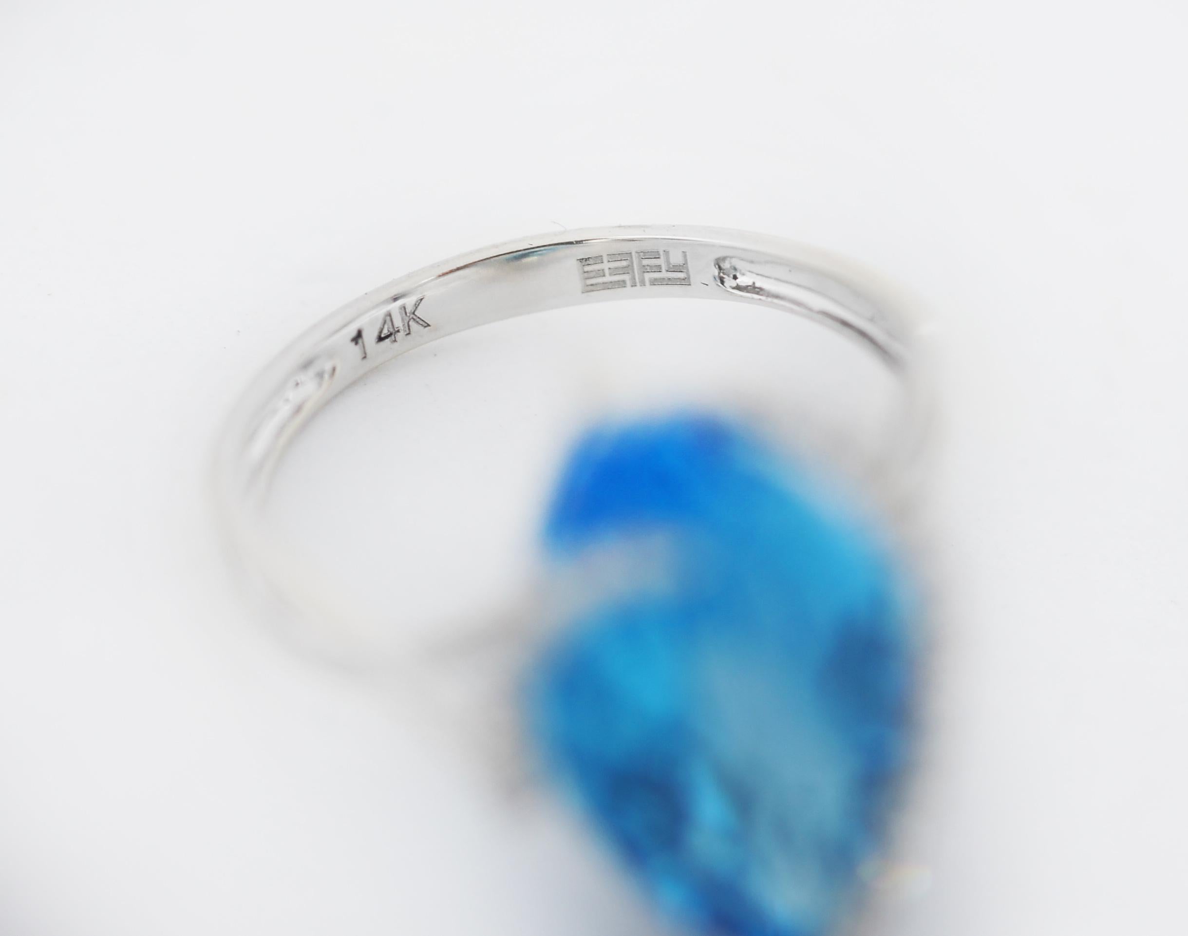 Women's Effy Ocean Bleu 14K White Gold Blue Topaz & Diamond Ring For Sale