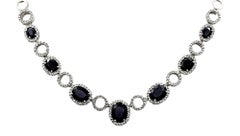 Effy Oval Natural Sapphire & Diamond Station Necklace in 14 Karat White Gold