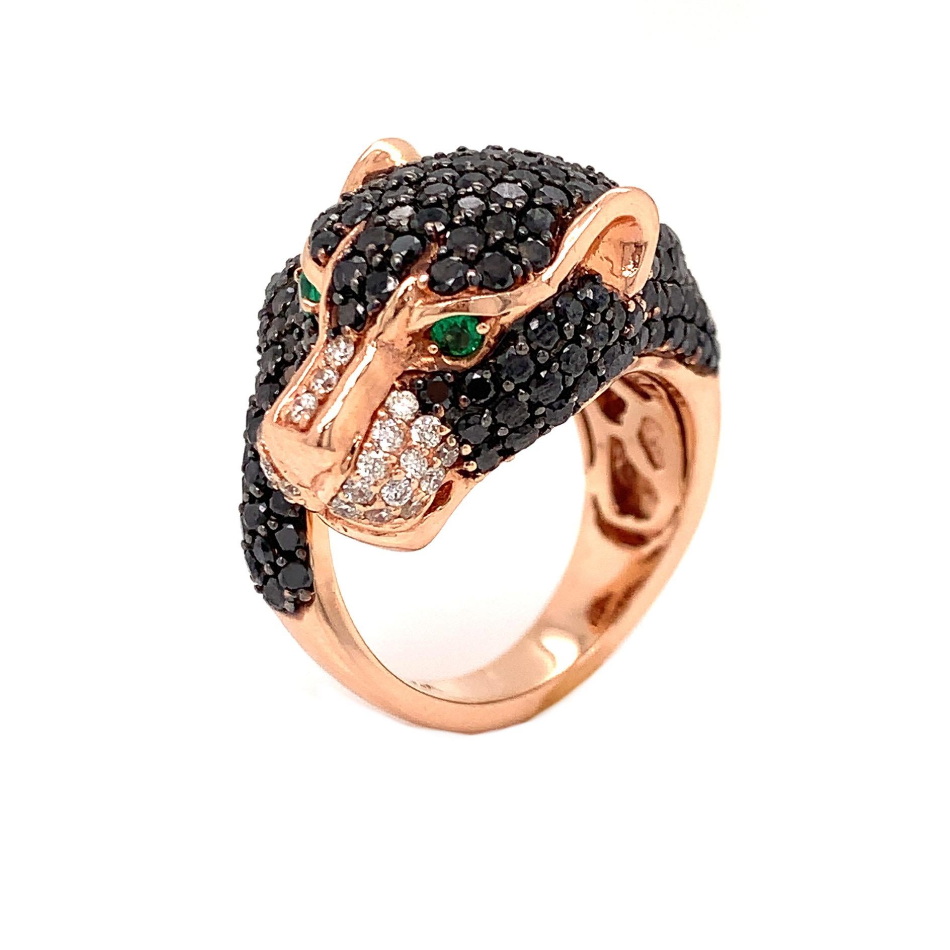 Effy Panther Black Diamond Fashion Ring In New Condition In Derby, NY