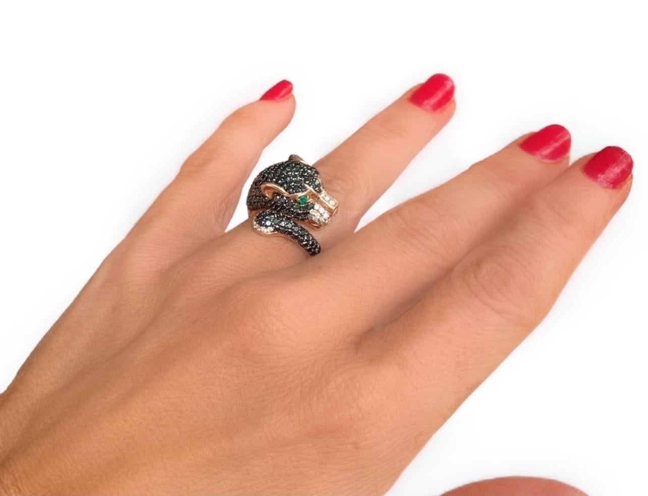 Women's Effy Panther Black Diamond Fashion Ring