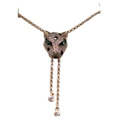 EFFY Panther Diamond & Tsavorite Station 14K Rose Gold Lariat Necklace 19"