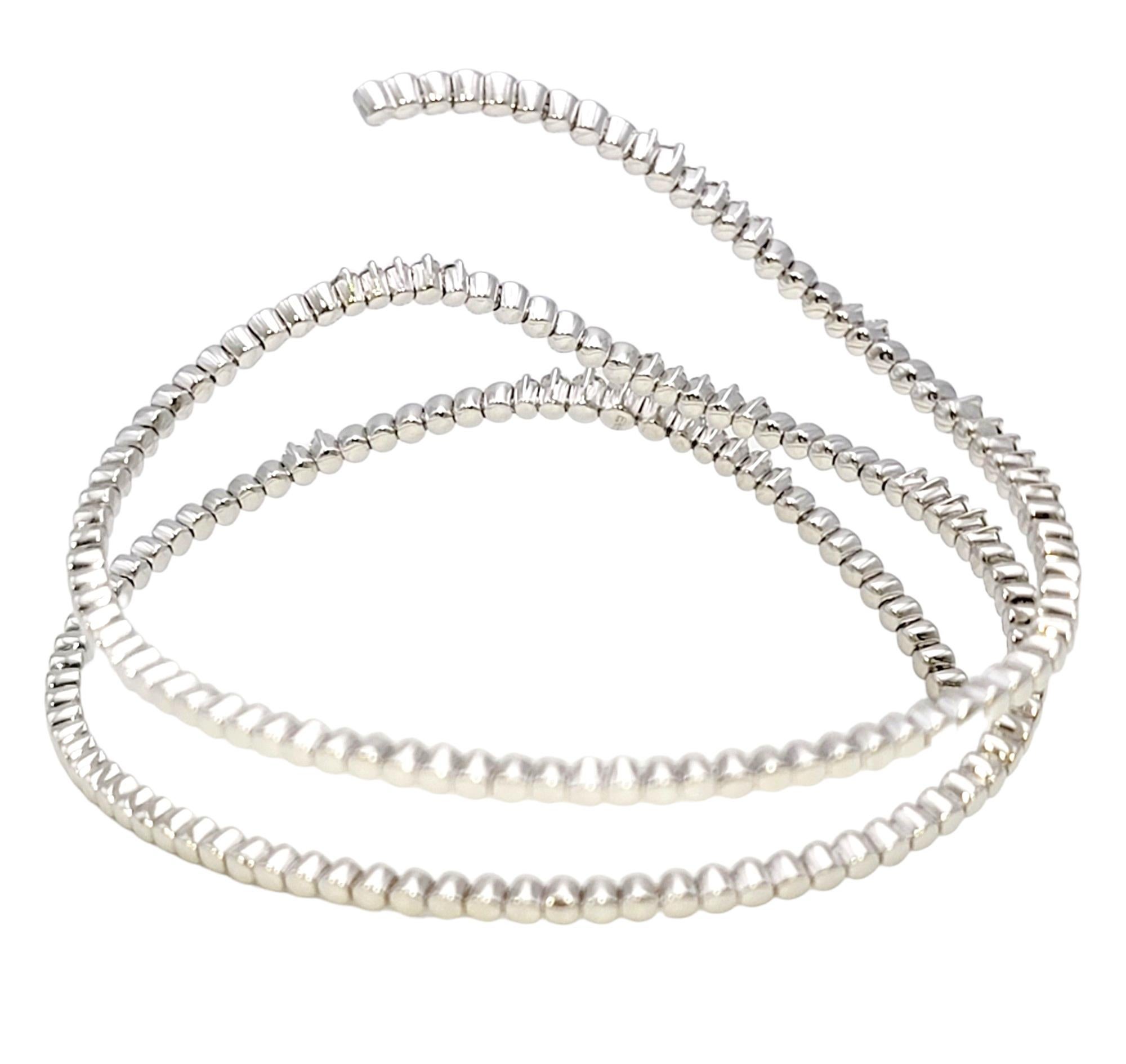 Contemporary EFFY Pave Classica Diamond Flex Wrap Open Cuff Bracelet in 14 Karat White Gold  For Sale