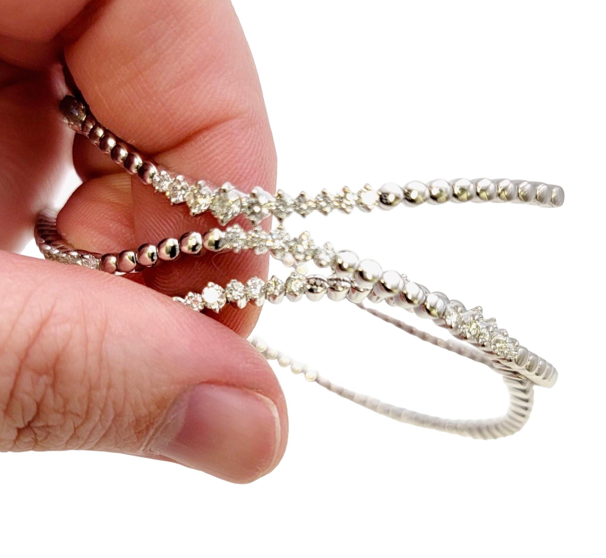 EFFY Pave Classica Diamond Flex Wrap Open Cuff Bracelet in 14 Karat White Gold  For Sale 1