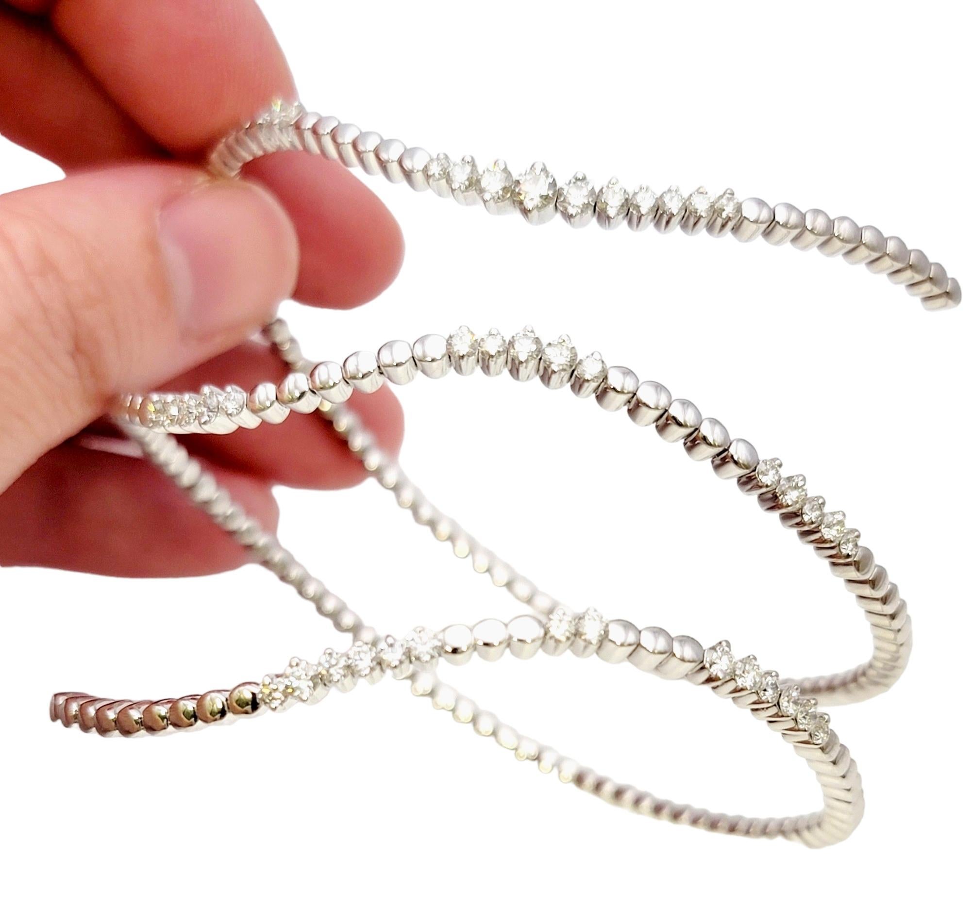 EFFY Pave Classica Diamond Flex Wrap Open Cuff Bracelet in 14 Karat White Gold  For Sale 2