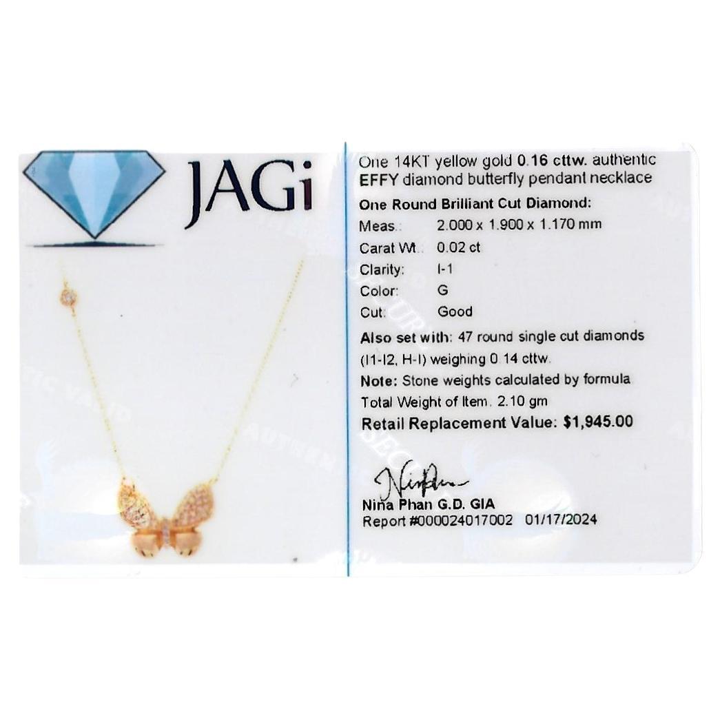 Effy Pavé Diamond Butterfly Pendant Necklace Set in 14 Karat Yellow Gold For Sale 4