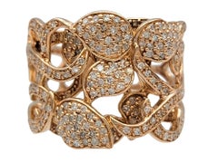Effy Pavé Diamond Layered Ornate Leaf Motif Wide Band Ring in 14 Karat Rose Gold