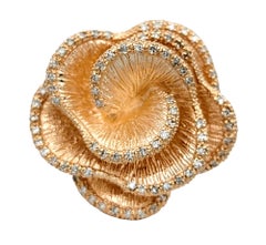 Effy Pavé Set Single Cut Diamond Flower Cocktail Ring in 14 Karat Rose Gold