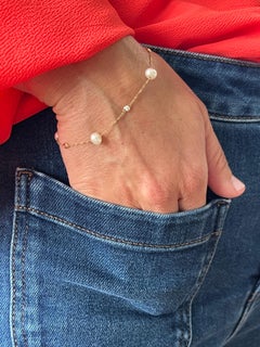 Effy Pearl and Diamond 14k Yellow Gold Station Bracelet