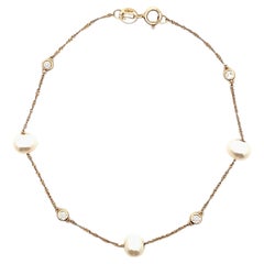 Effy Pearl and Diamond 14k Yellow Gold Station Bracelet