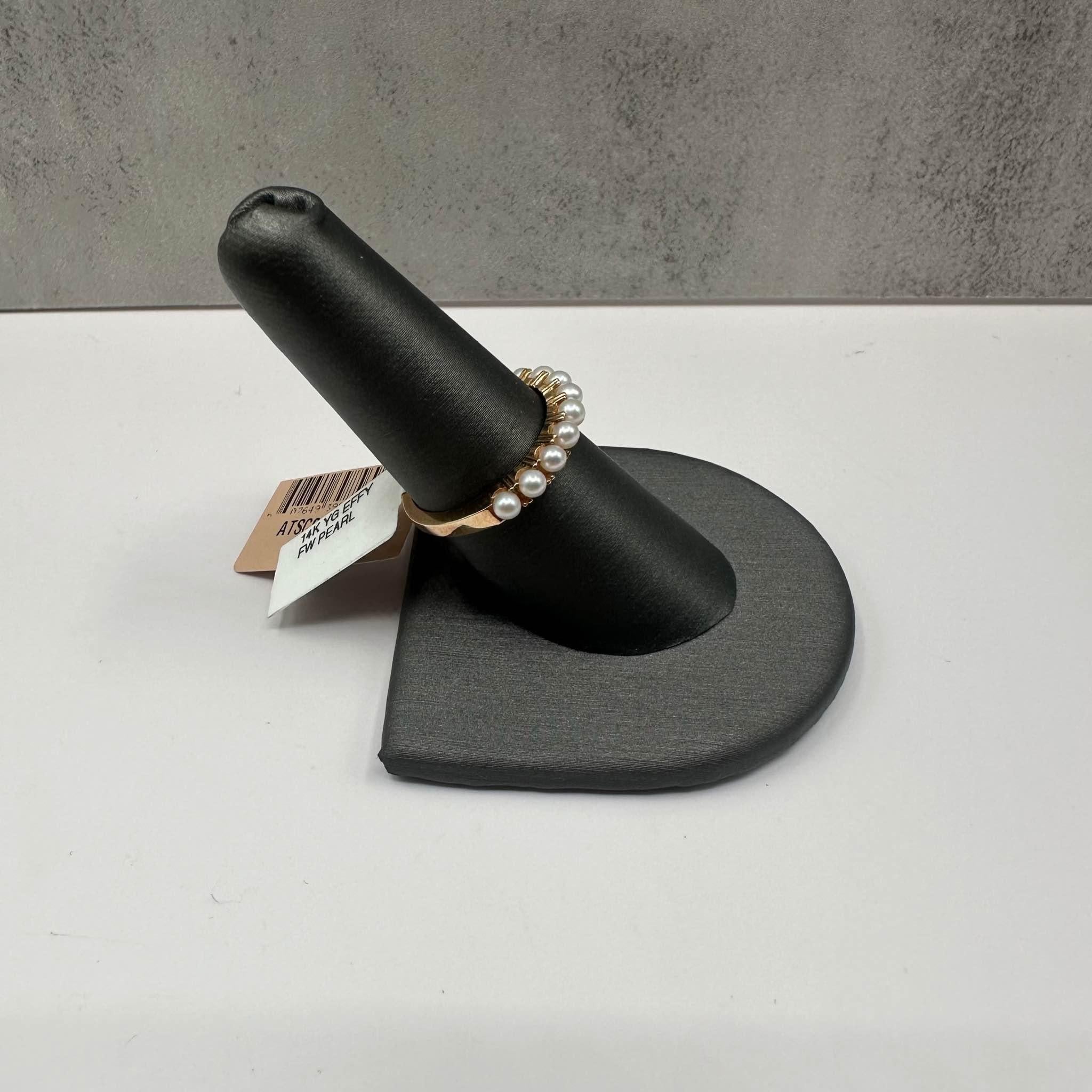 Round Cut Effy Pearl Ring in 14kt Yellow Gold - 9 Freshwater Pearls, Size 7, New with Tag For Sale