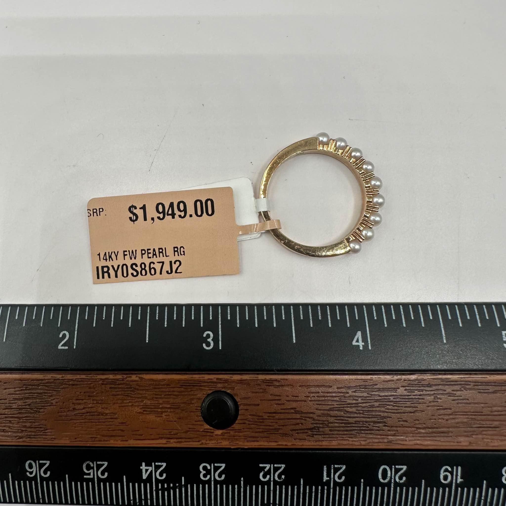 Women's Effy Pearl Ring in 14kt Yellow Gold - 9 Freshwater Pearls, Size 7, New with Tag For Sale