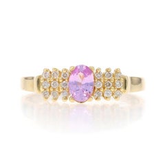 Effy Bague saphir rose et diamant - or jaune 14k ovale .78ctw