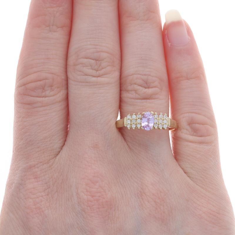 Oval Cut EFFY Pink Sapphire & Diamond Ring - Yellow Gold 14k Oval .78ctw For Sale