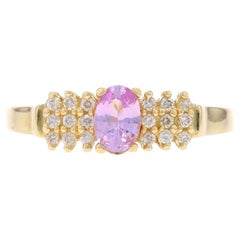 EFFY Anillo Zafiro Rosa y Diamante - Oro Amarillo 14k Ovalado .78ctw