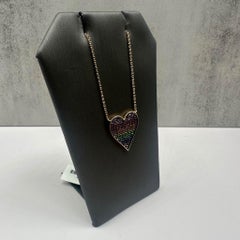 Effy Rainbow Sapphire Heart Necklace in 14kt Yellow Gold 0.69ctw Adjustable