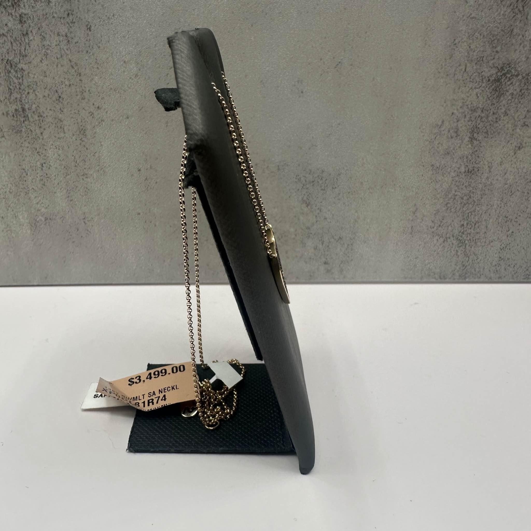 Taglio rotondo Effy Collana con cuore di zaffiro arcobaleno in oro giallo 14kt - 0,69ctw, regolabile in vendita