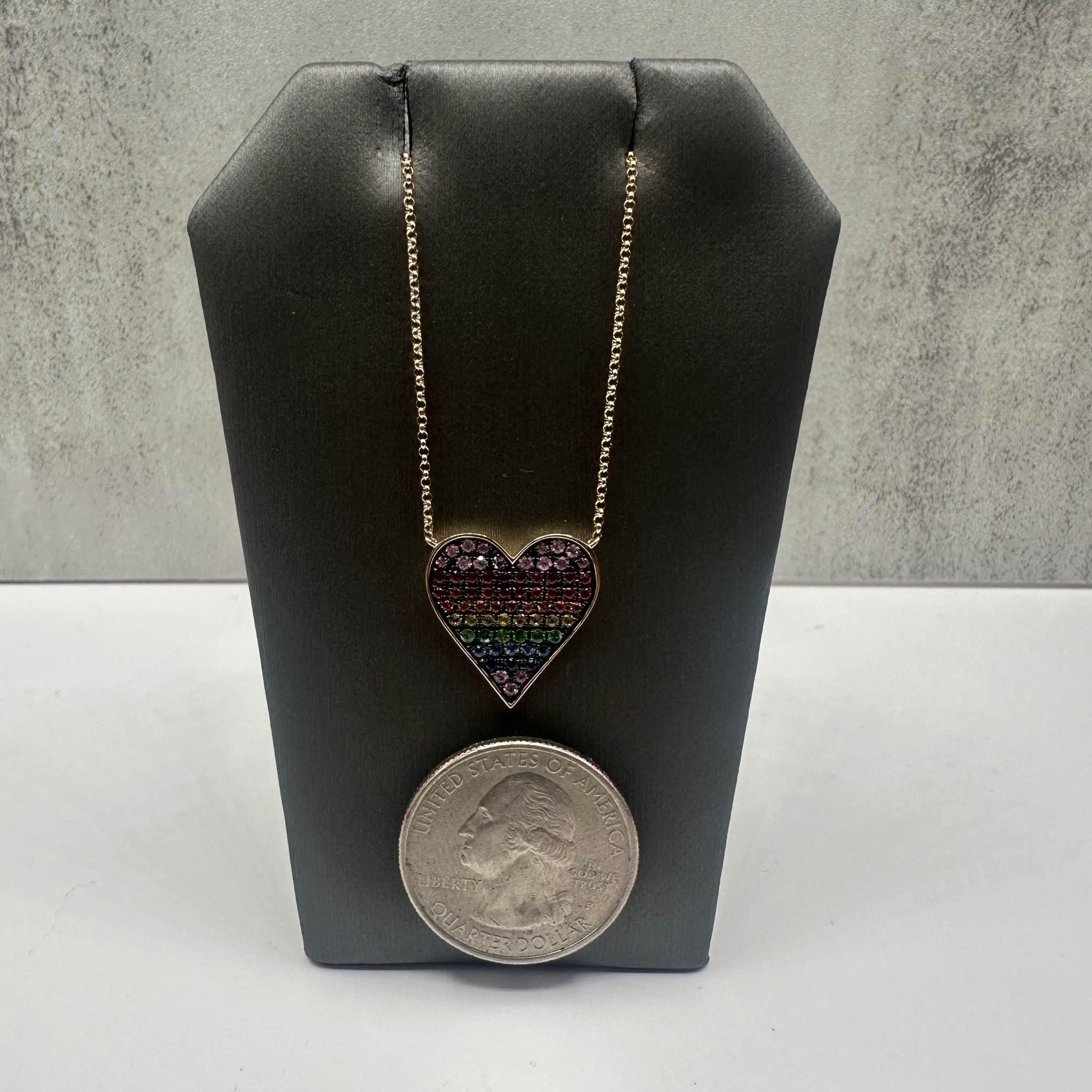 Effy - Collier en or jaune 14 carats avec saphir arc-en-ciel en forme de cœur - 0.69ctw, ajustable Neuf - En vente à West Hempstead, NY