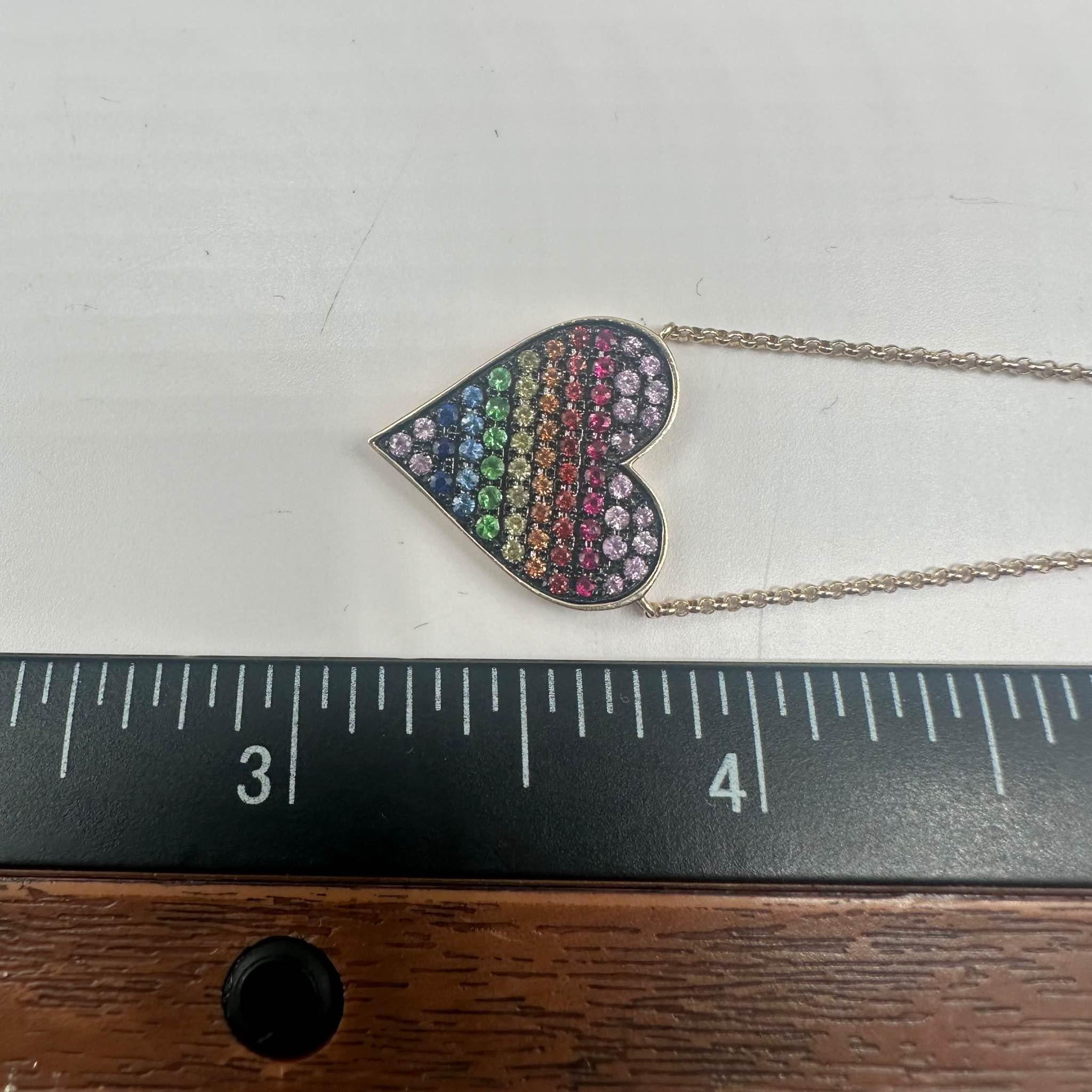 Effy - Collier en or jaune 14 carats avec saphir arc-en-ciel en forme de cœur - 0.69ctw, ajustable Pour femmes en vente