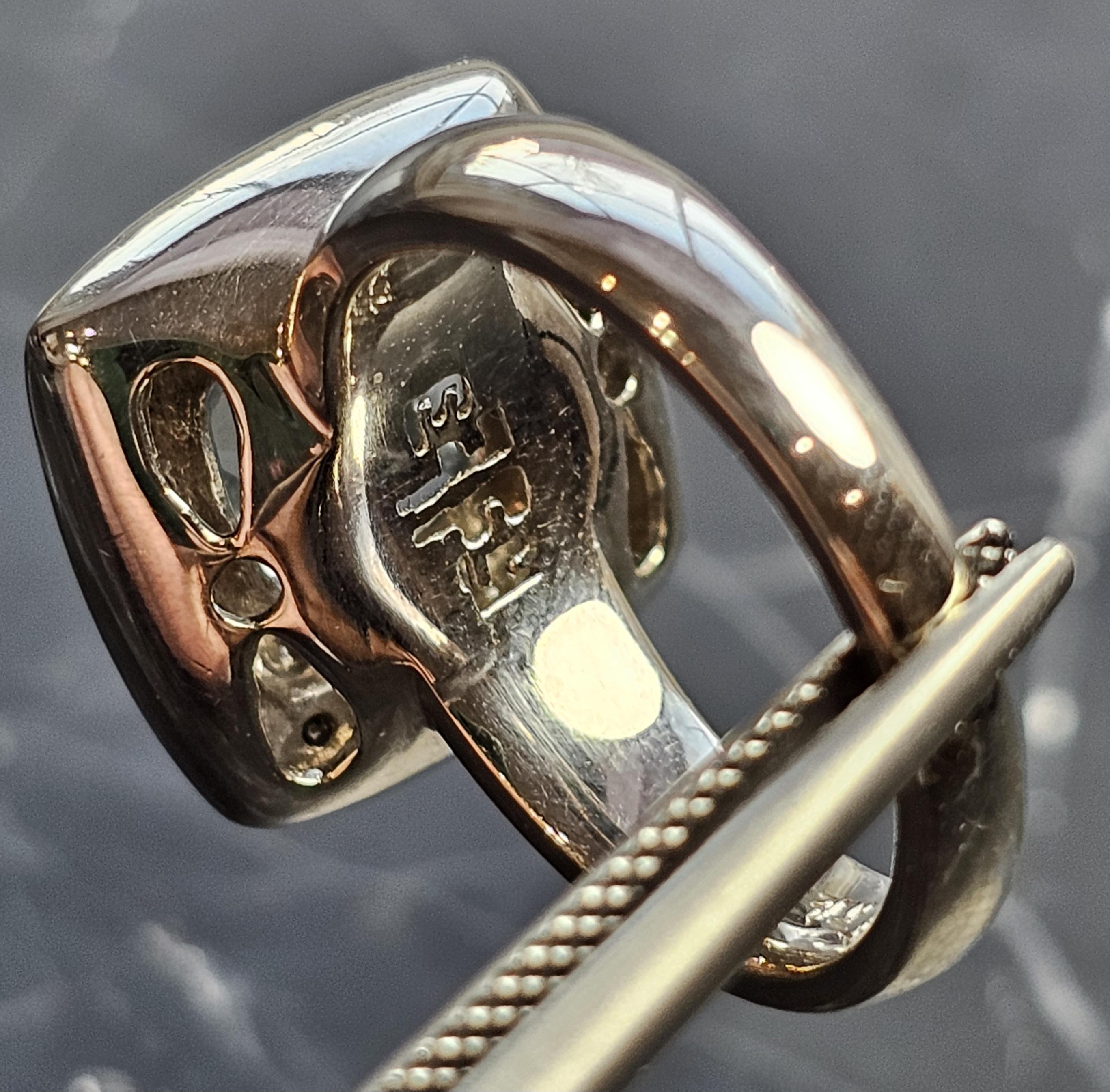 Anillo Effy Corte Cojín Aguamarina Marrón Blanco Diamante Halo Oro blanco 14k sz 7.25 en venta 3
