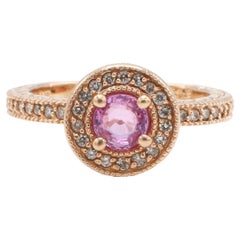 Effy Rose Gold Pink Sapphire & Natural Diamond Halo Ring