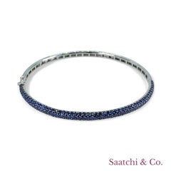 EFFY Royal Blue Sapphire 14K 585 White Gold Bangle / Bracelet