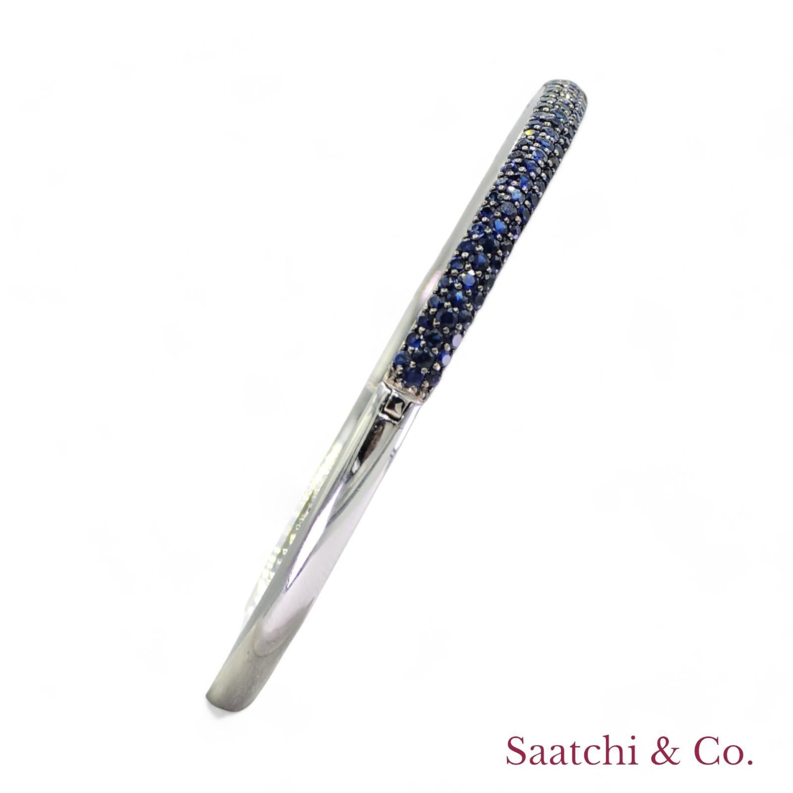 EFFY Royal Blue Sapphire 14K 585 White Gold Bangle / Bracelet For Sale 1